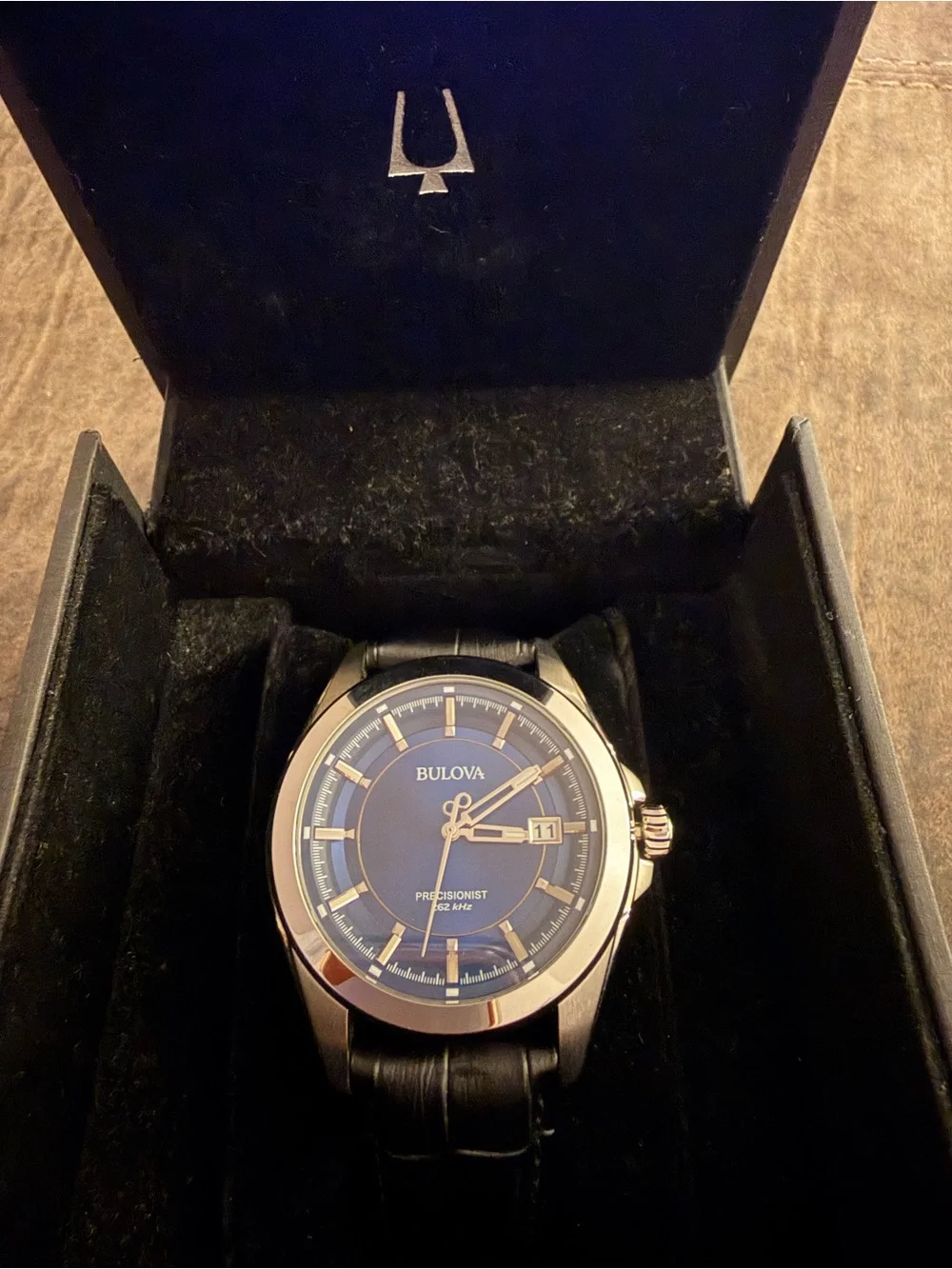 Bulova Precisionist Men’s Watch - Blue Dial, Black Leather Strap